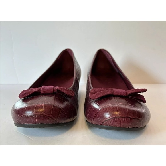 Vionic Orthaheel Lydia Croc Embossed Leather Low Wedge Ballet Flats Shoes Sz 11W - Picture 6 of 15